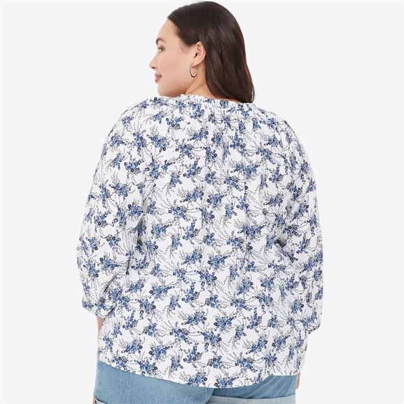 Lane Bryant Swing Popover Floral Blouse Bracelet-Sleeve Lightweight Size 14 16 - Picture 9 of 10